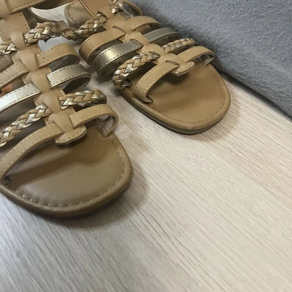 Sugar Girls Brown Bronze Open Toe Flat Gladiator Sandals Kids Youth Size 3